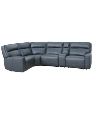Zackary 5-Piece L Shape Leather Sectional with 2 Power Motion & Console