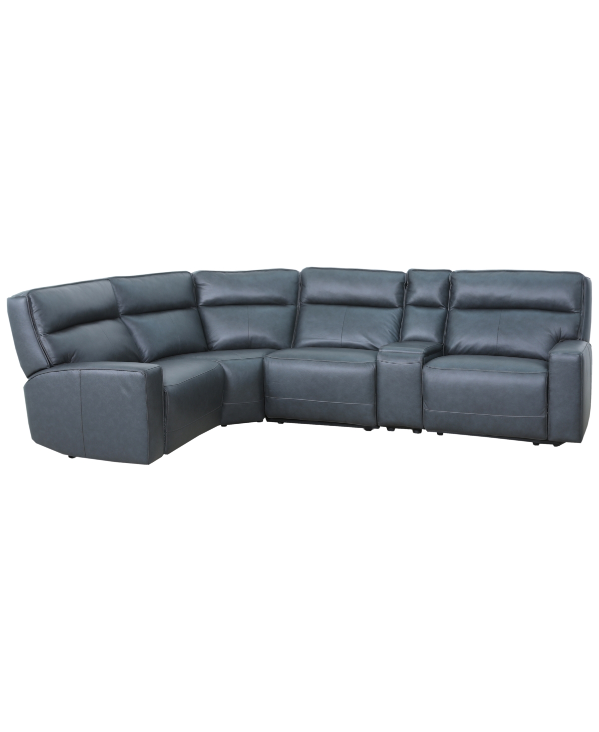 Zackary 5-Piece L Shape Leather Sectional with 2 Power Motion & Console, Macy's Exclusive