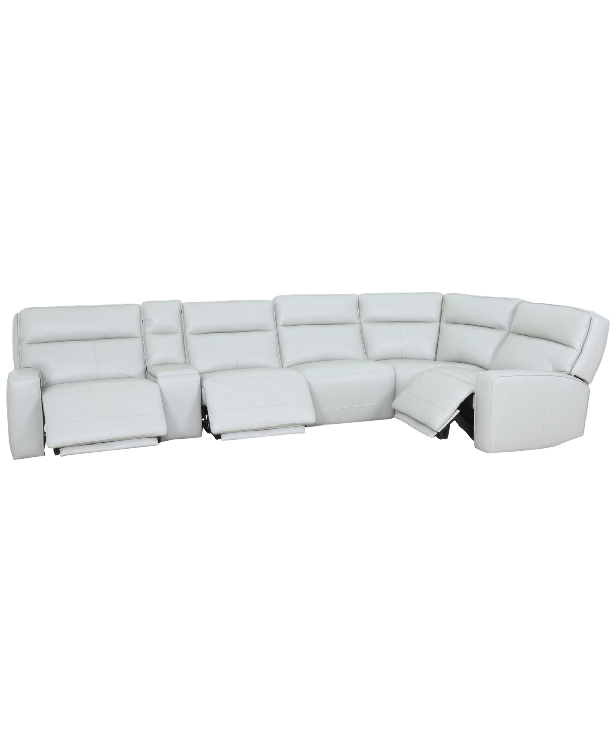 Zackary 6-Piece L Shape Leather Sectional with 3 Power Motion & Console, Macy's Exclusive