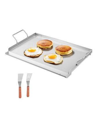 Stainless Steel Griddle, 23 x 16 inches Flat Top Gas Grill Plate with Handles