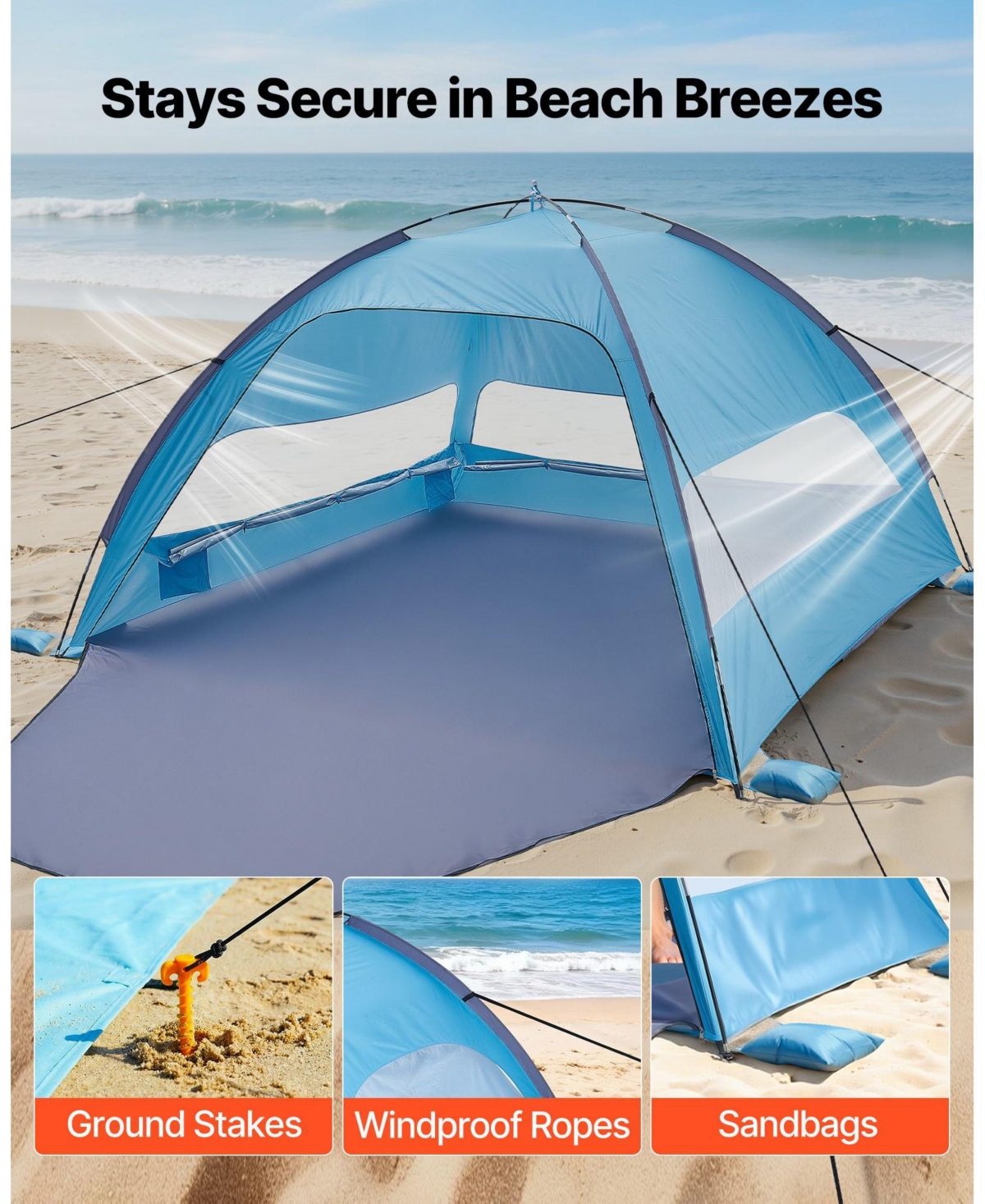 Cozito Beach Tent Sun Shelter, 6-Person Portable Canopy with Carrying Bag