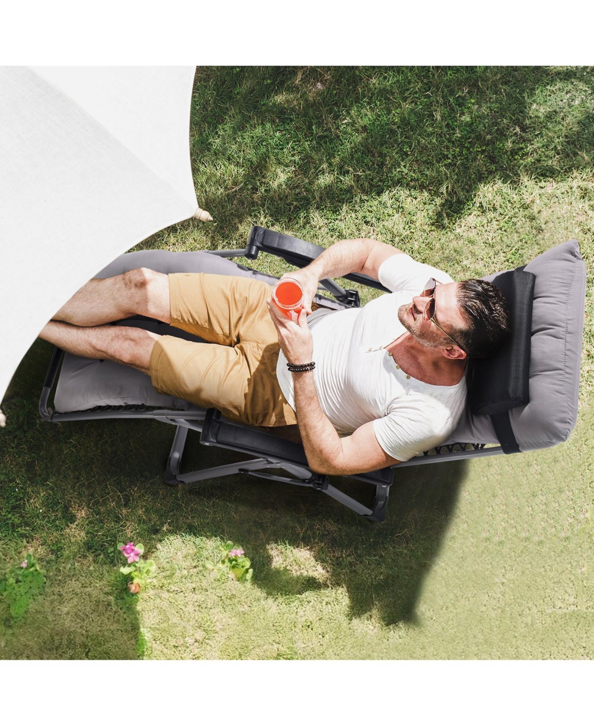 Cozito Zero Gravity Recliner Lounge Chair,Adjustable Folding Chair with Cushion and Cup Holder