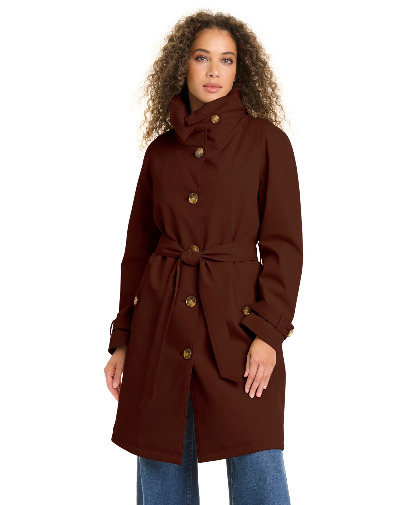 Женское пальто kate spade new york Funnel Neck Trench Coat, цвет: Шоколадный вишнёвый — фото 2