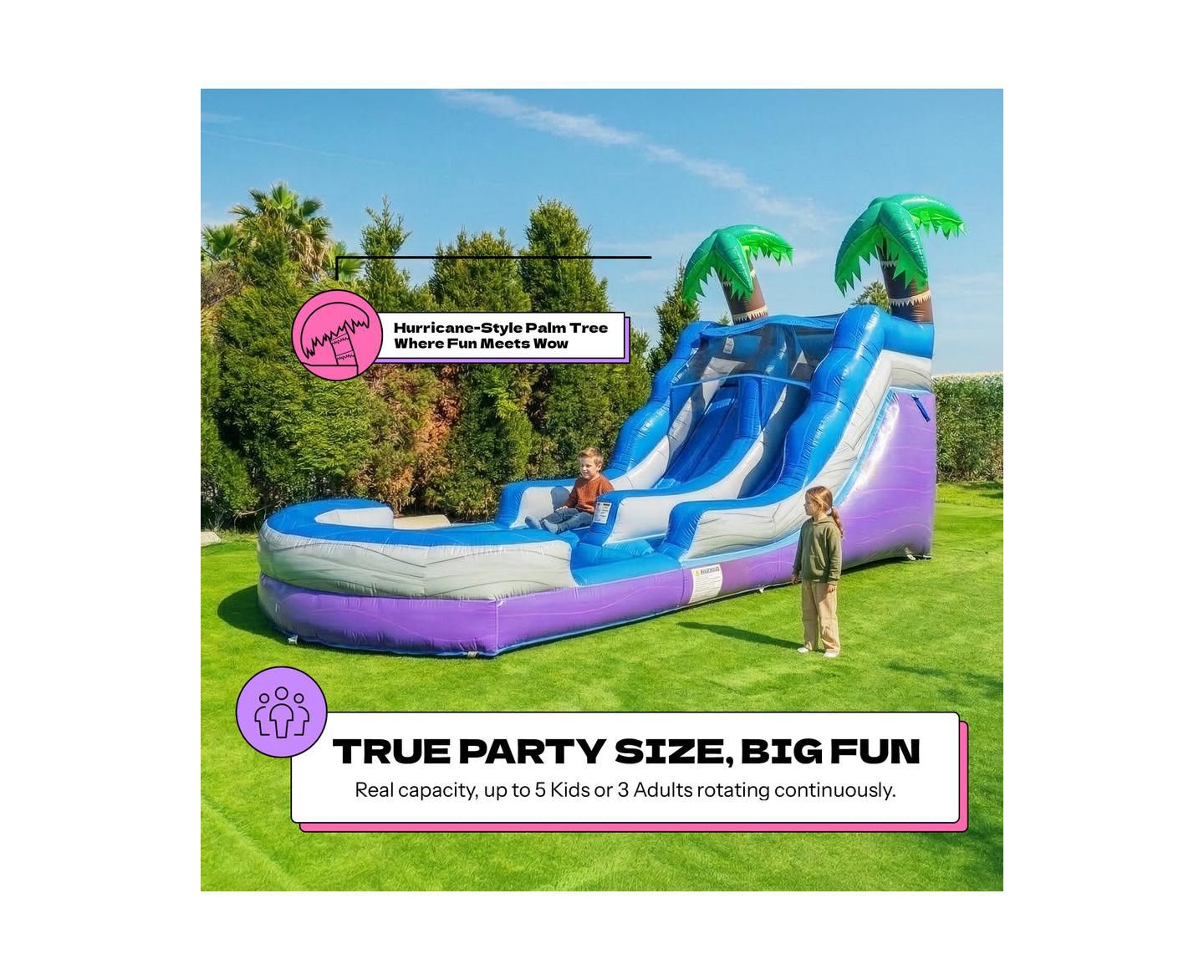 Детская игрушка POP JUMP Tropical 23' Waterslide with Pool, цвет: Разноцветный — фото 2