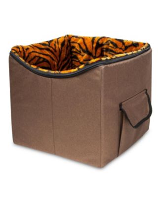 Dog Booster Car Seat with Adjustable Straps Foam Base Tether Strap Plush Washable Lining