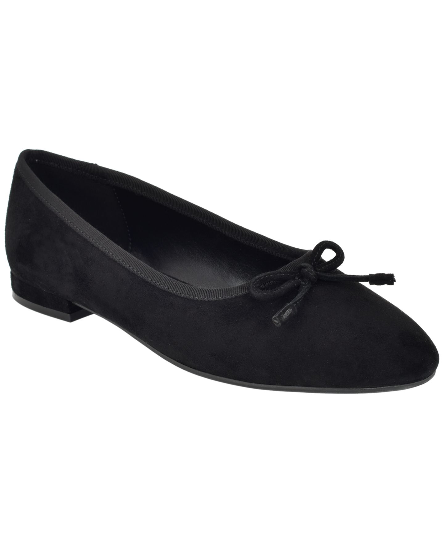 Женские туфли Calvin Klein Cyrie Suede Low Block Heel Ballet Flats, цвет: Чёрный замшевый — фото 1