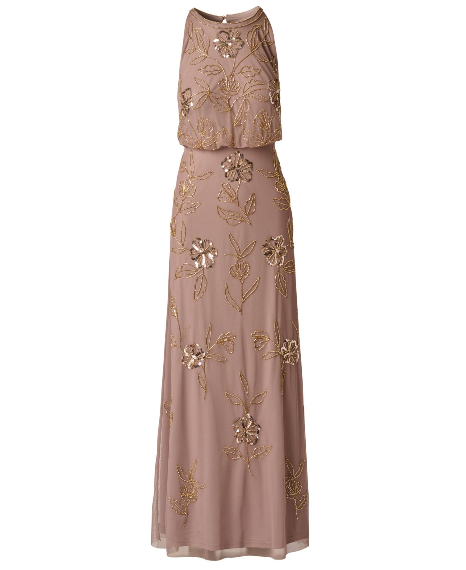 Women's Blouson Crewneck Beaded Ball Gown