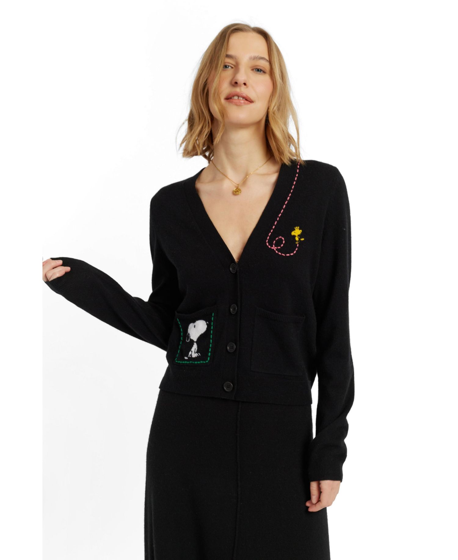Women's Wool-Cashmere Snoopy Pocket Cardigan