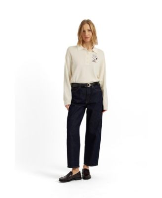 Women's Wool-Cashmere Snoopy Polo Sweater