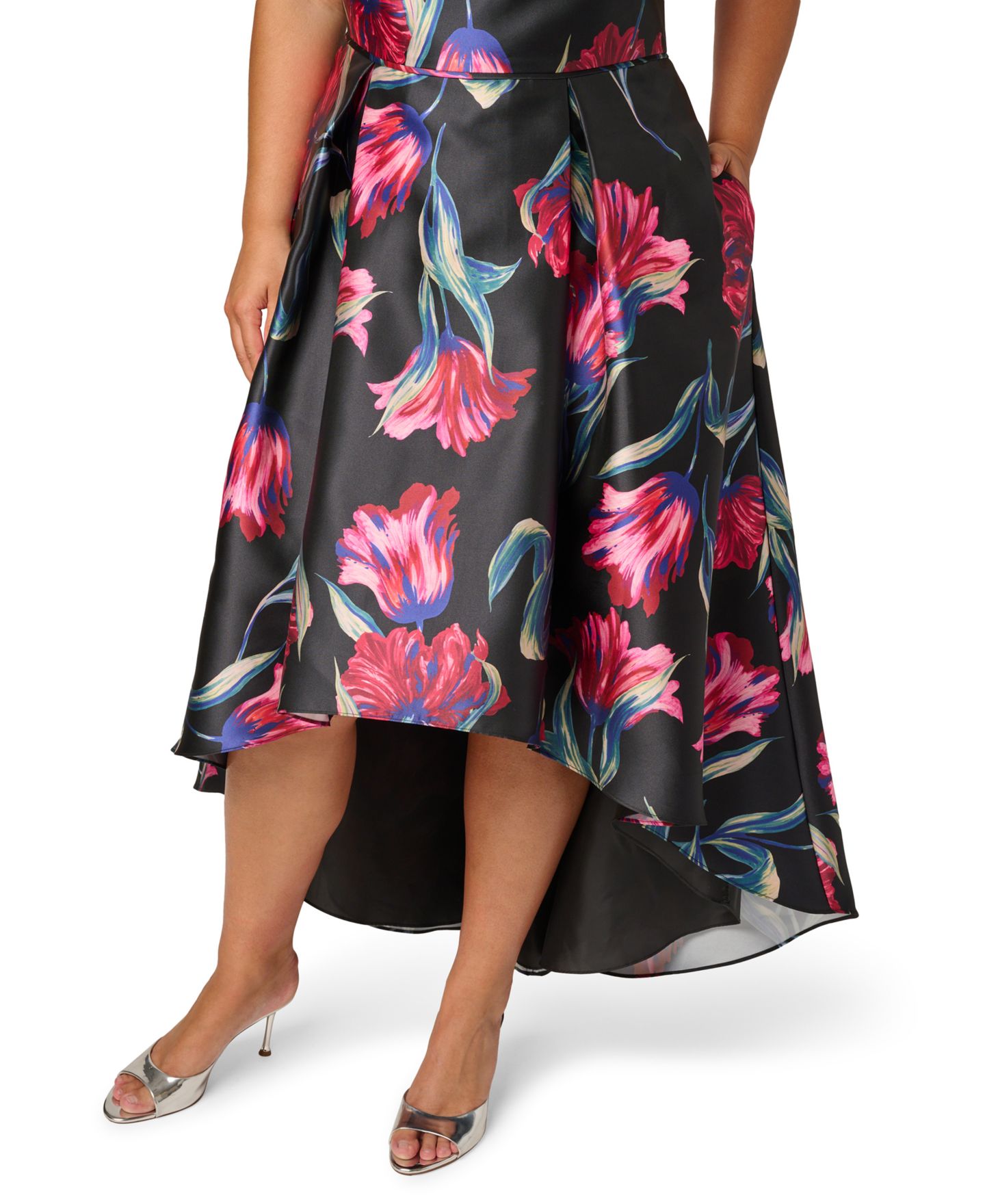 Женское платье Adrianna Papell Plus Size Printed Sleeveless Mikado, цвет: Чёрный разноцветный — фото 4