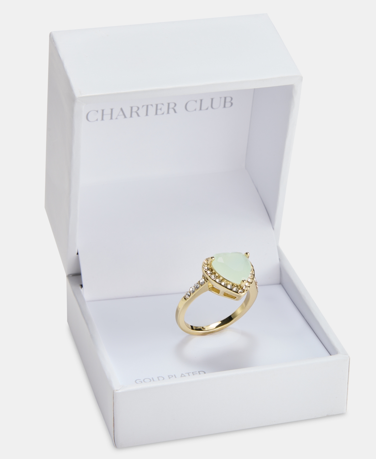 Charter Club Green Crystal Heart Ring, Macy's Exclusive