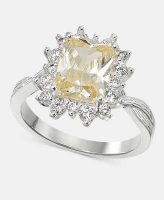 Yellow Cubic Zirconia Emerald Ring