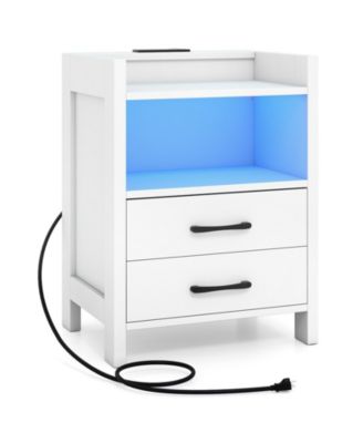 Bedroom Nightstand with Charging Station and Easy-Access Storage