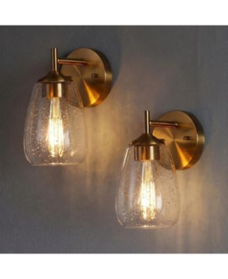 1-Light Gold Bathroom Light Fixtures, Modern Wall Lights with Clear Glass Shades.Lamp for Mirror, Bedroom, Living Room,Cabinet (Set of 2)