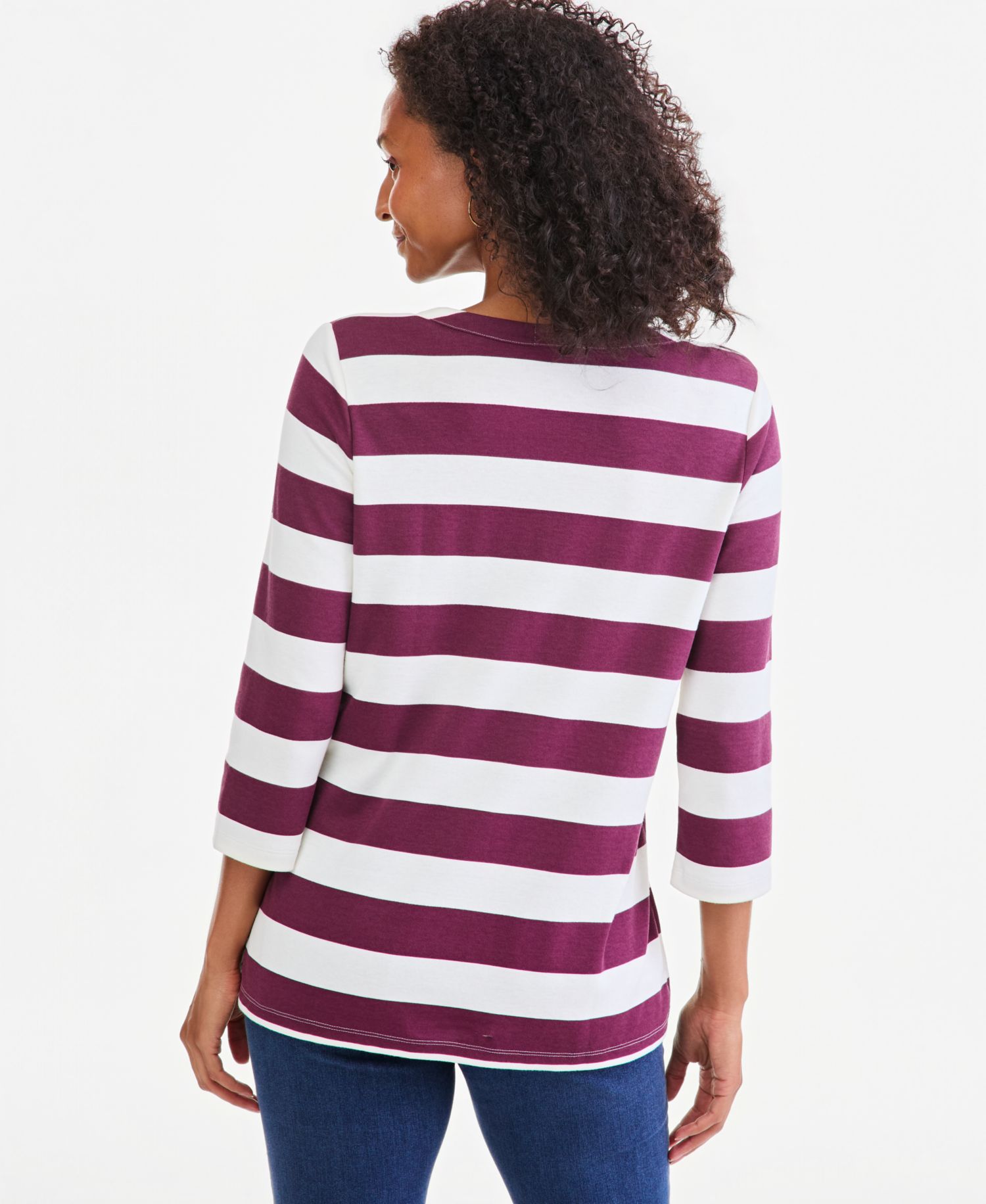 Petite Printed Split Neck 3/4-Sleeve Tunic