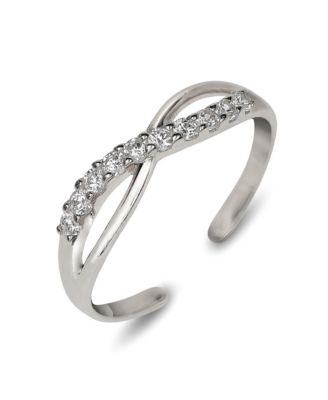 Solid 10K  Gold Adjustable Cubic Zirconia Infinity Toe Ring