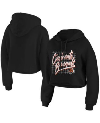 Women's Black Cincinnati Bengals Domestic Cropped Pullover Hoodie