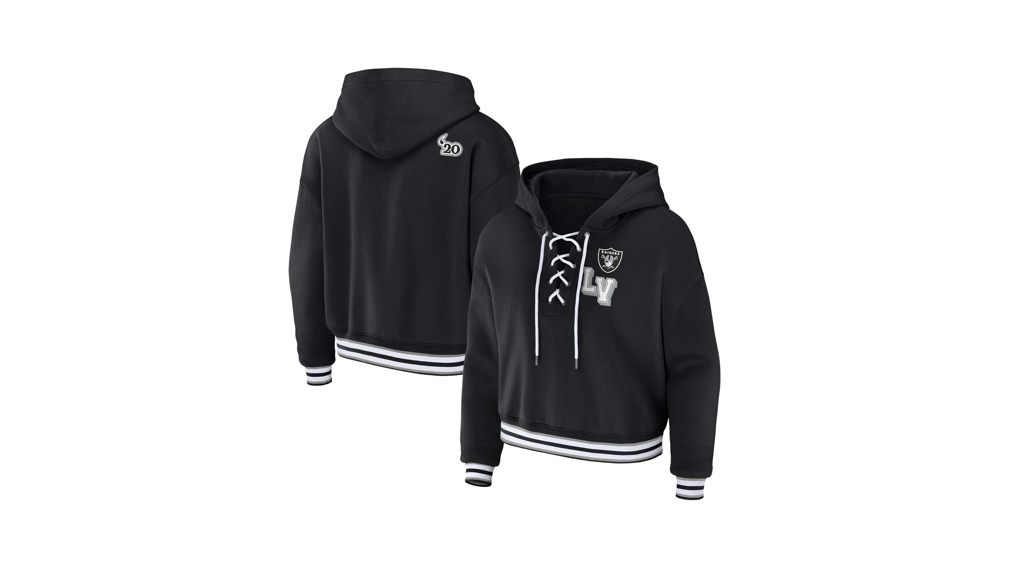 Wear by Erin Andrews Women's Black Las Vegas Raiders Plus Lace-Up Pullover Hoodie