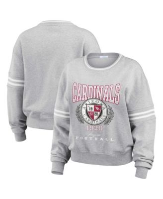 Women's Heather Gray Arizona Cardinals Cropped Pullover Sweatshirt