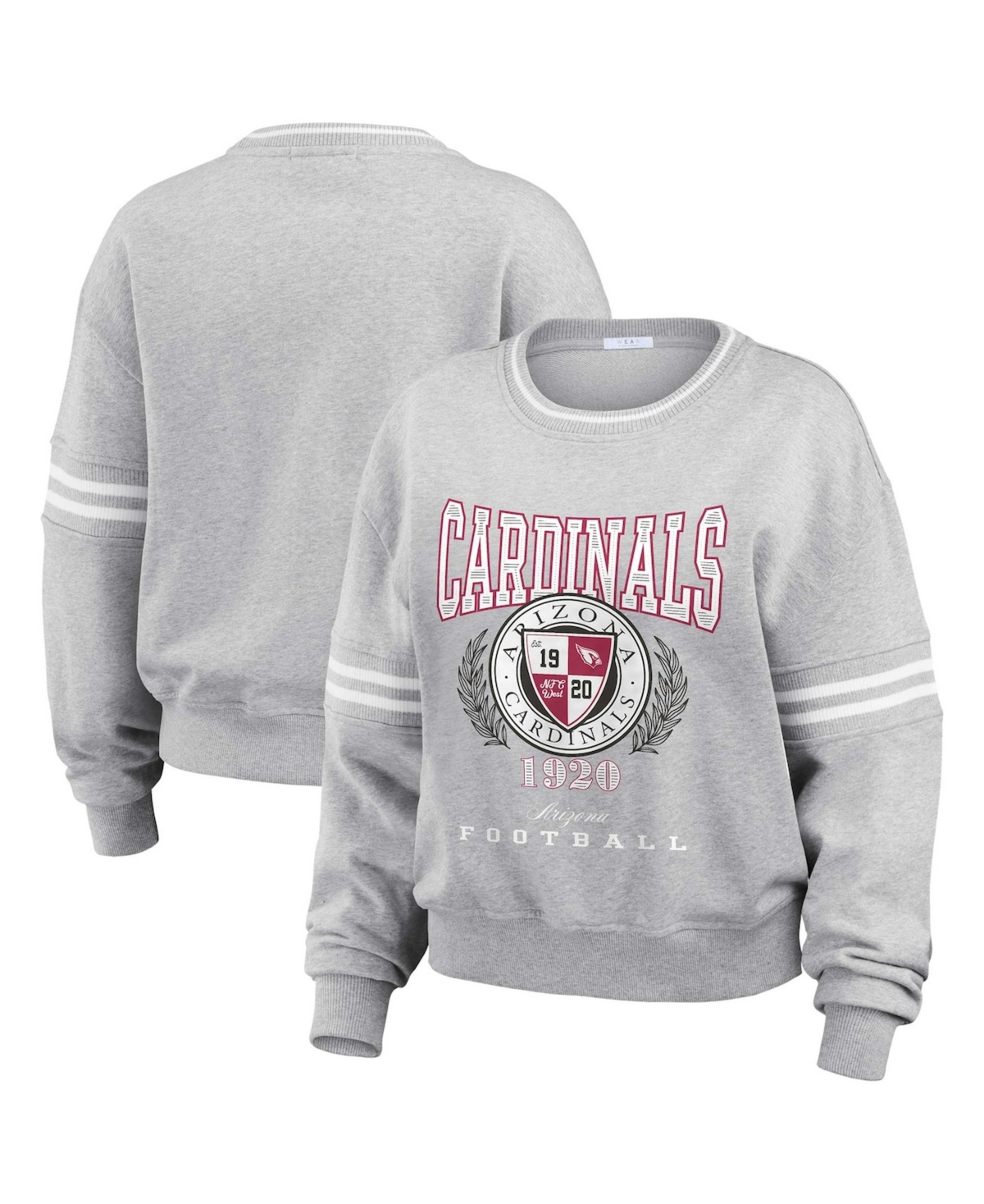 Wear by Erin Andrews Women's Heather Gray Arizona Cardinals Cropped Pullover Sweatshirt