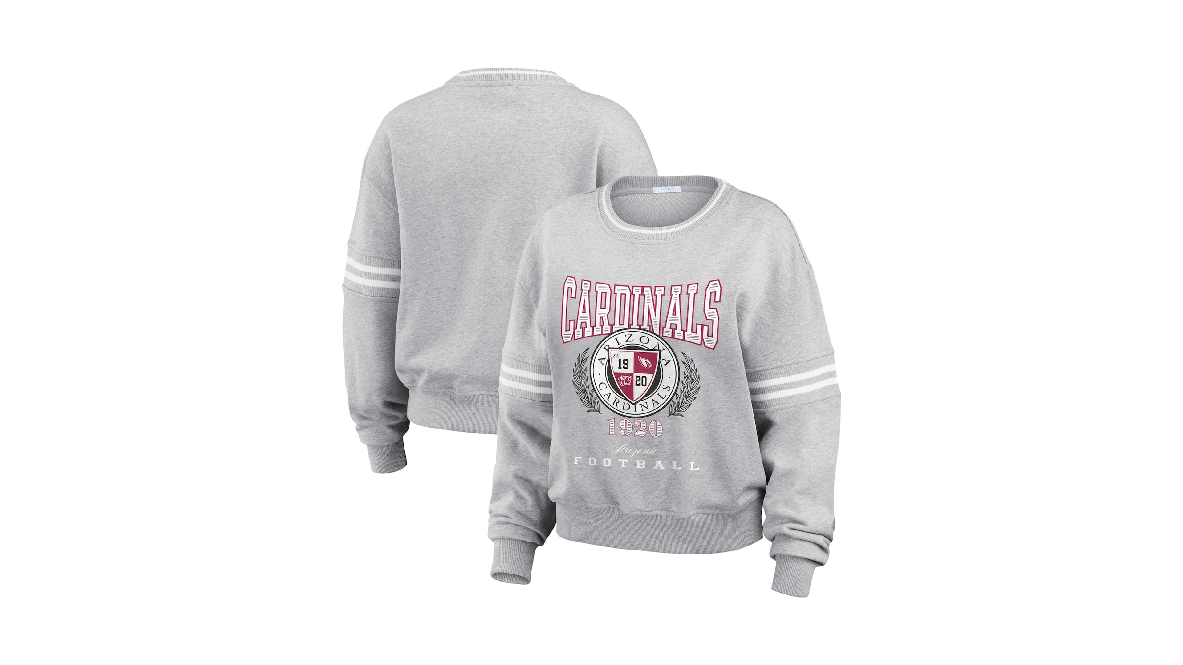 Wear by Erin Andrews Women's Heather Gray Arizona Cardinals Cropped Pullover Sweatshirt