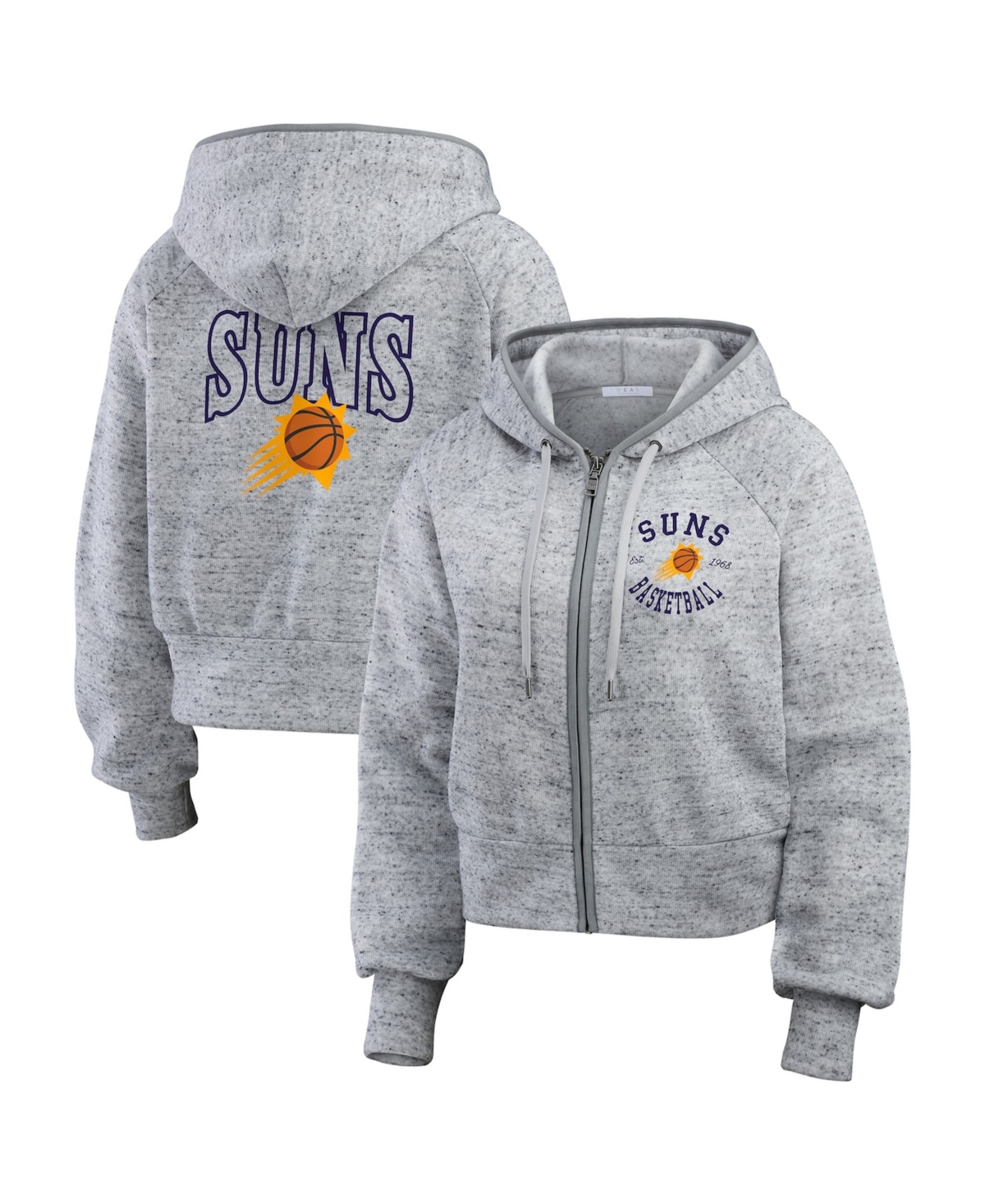 Wear by Erin Andrews Women's Heather Gray Phoenix Suns Speckled Radiator Full-Zip Hoodie