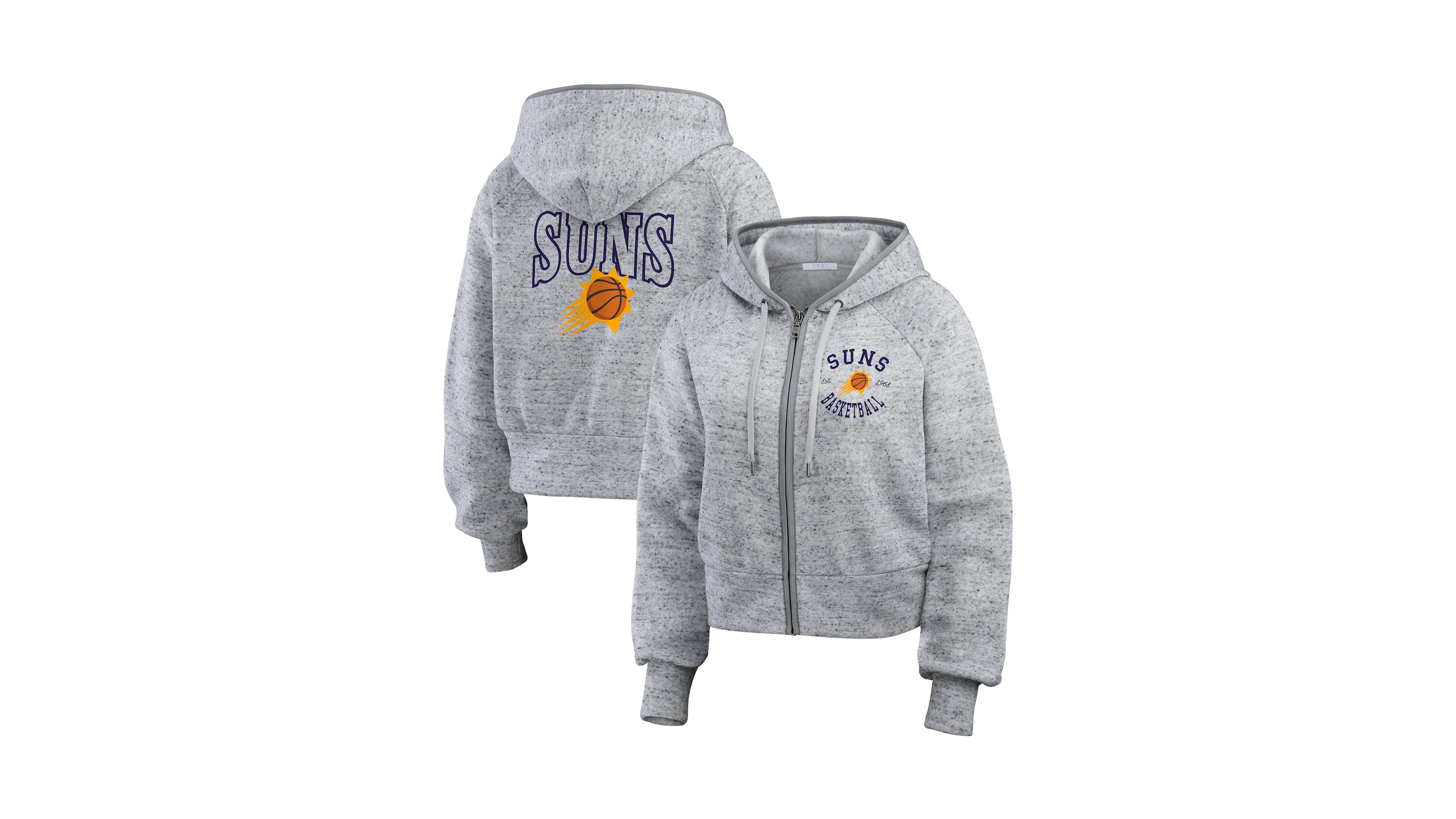 Wear by Erin Andrews Women's Heather Gray Phoenix Suns Speckled Radiator Full-Zip Hoodie