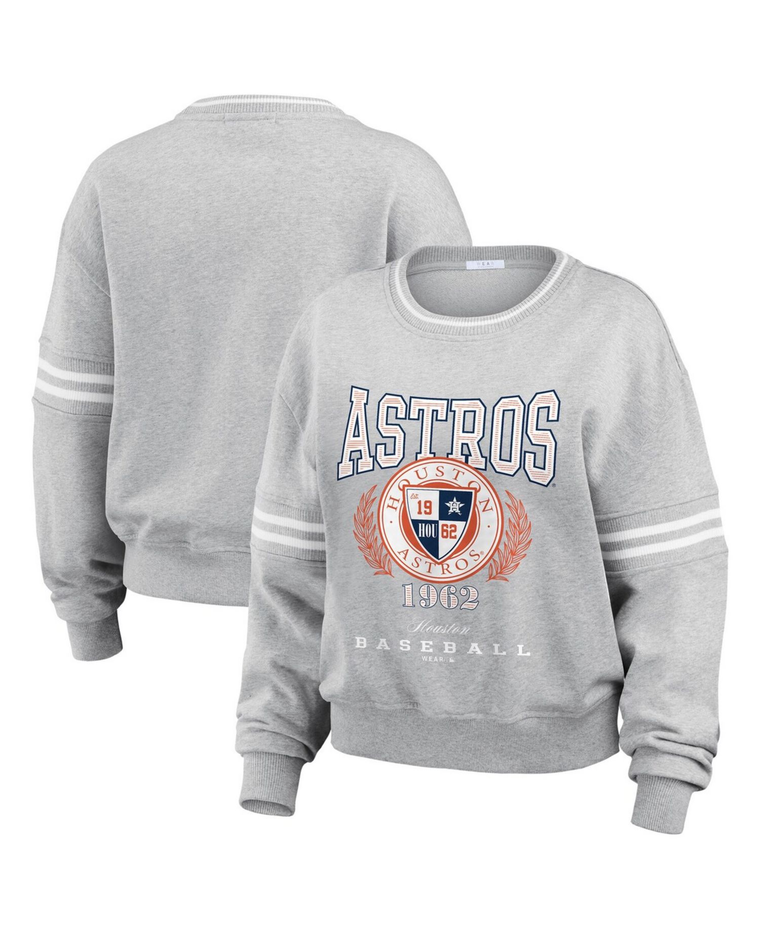 Women's Heather Gray Houston Astros Domestic Crest Pullover Sweatshirt