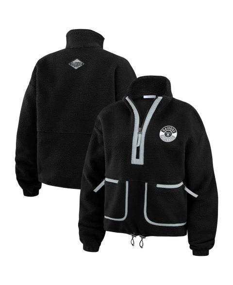 Женские куртки WEAR by Erin Andrews Women's Black Las Vegas Raiders Polar Fleece Half-Zip Jacket