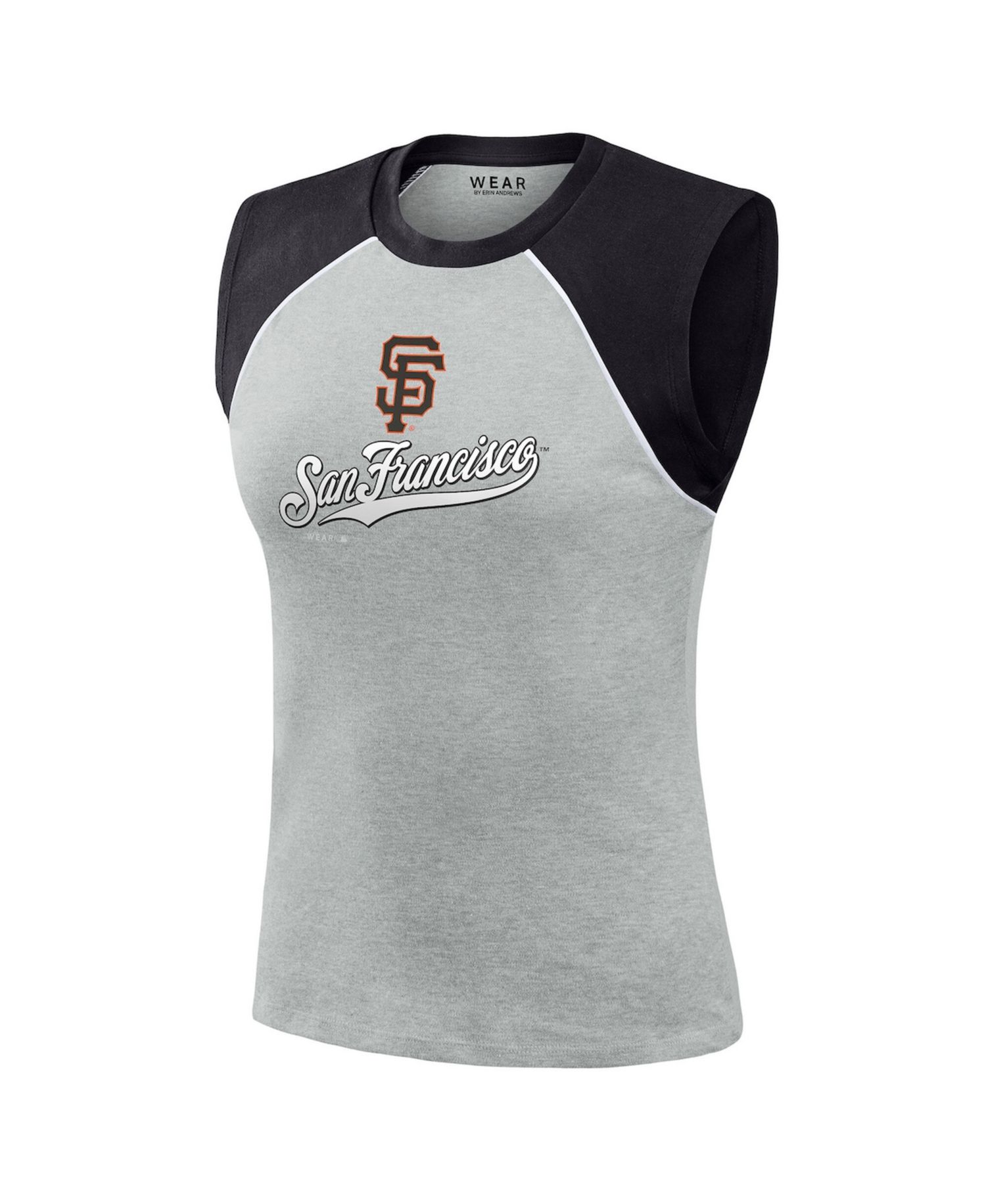 Women's Heather Gray San Francisco Giants Cropped Raglan Tank Top