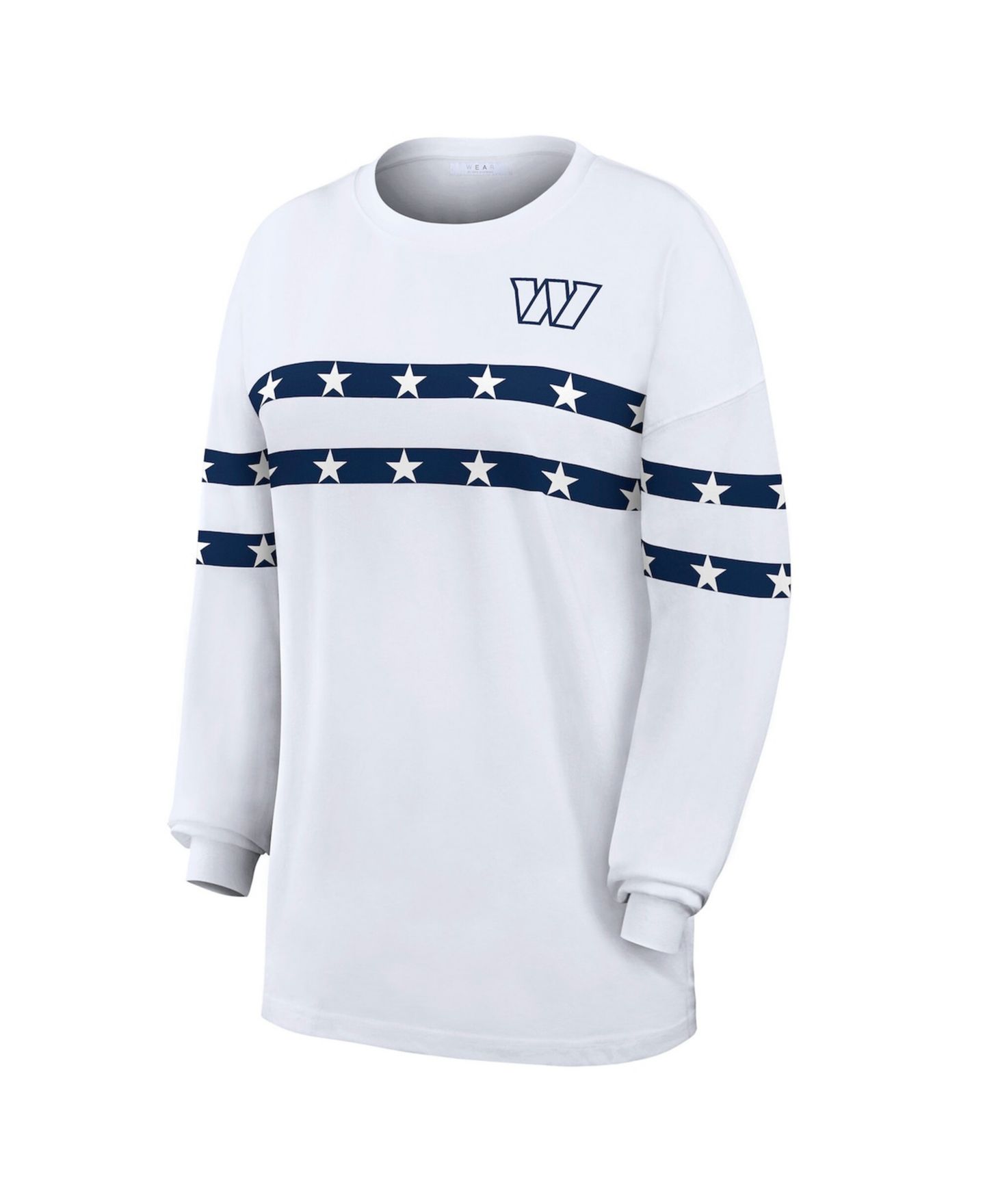 Женская футболка WEAR by Erin Andrews White Washington Commanders Americana Stripe Long Sleeve — фото 2
