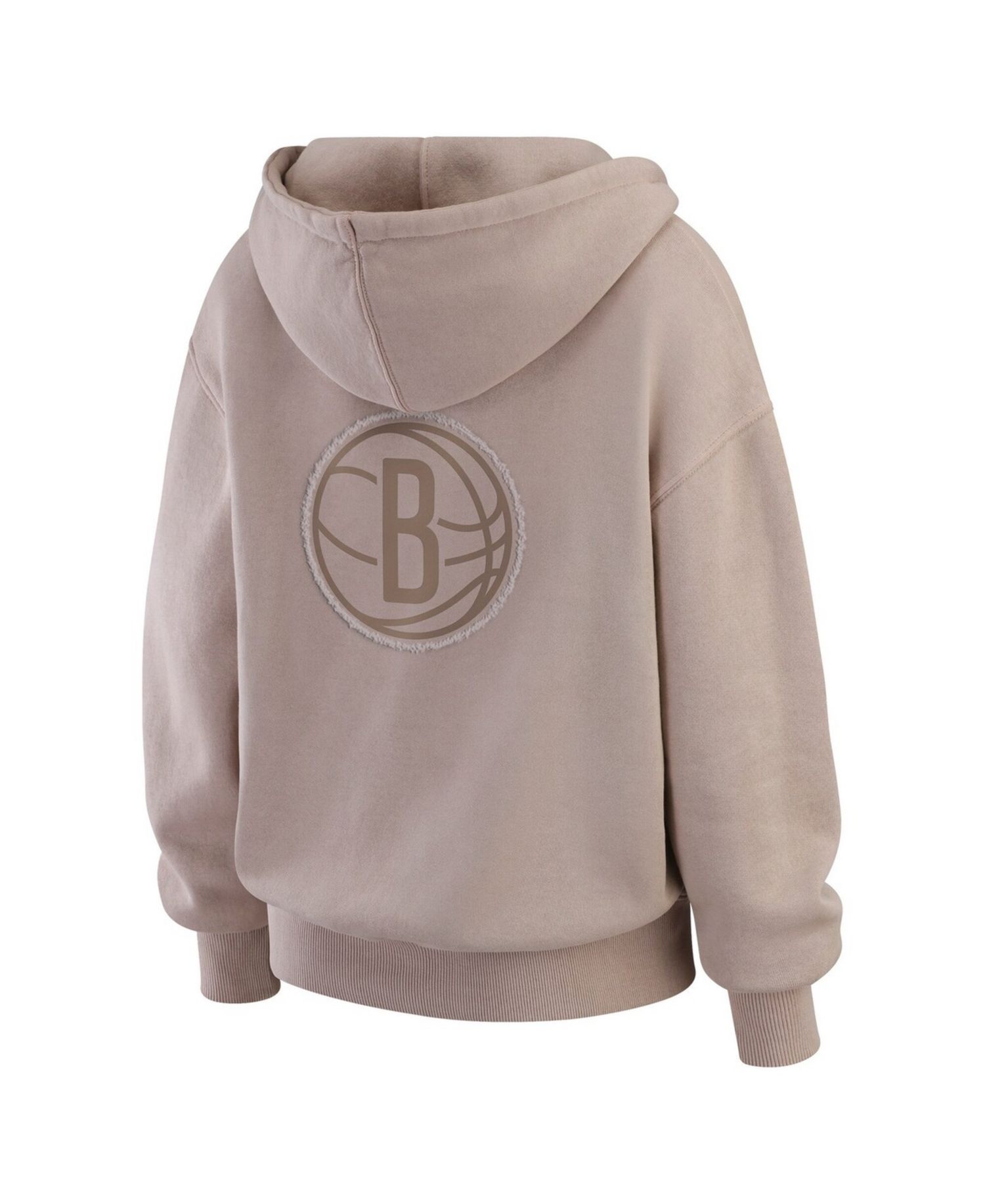 Women's Tan Brooklyn Nets Washed Pullover Crewdie