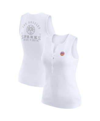 Women's White Los Angeles Sparks Rib-Knit Henley Tank Top