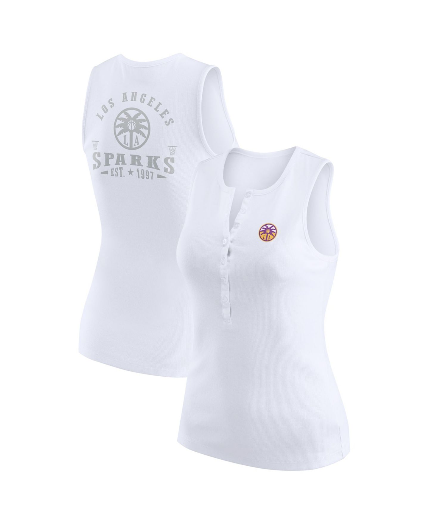 Женский топ WEAR by Erin Andrews White Los Angeles Sparks Rib-Knit Henley — фото 1