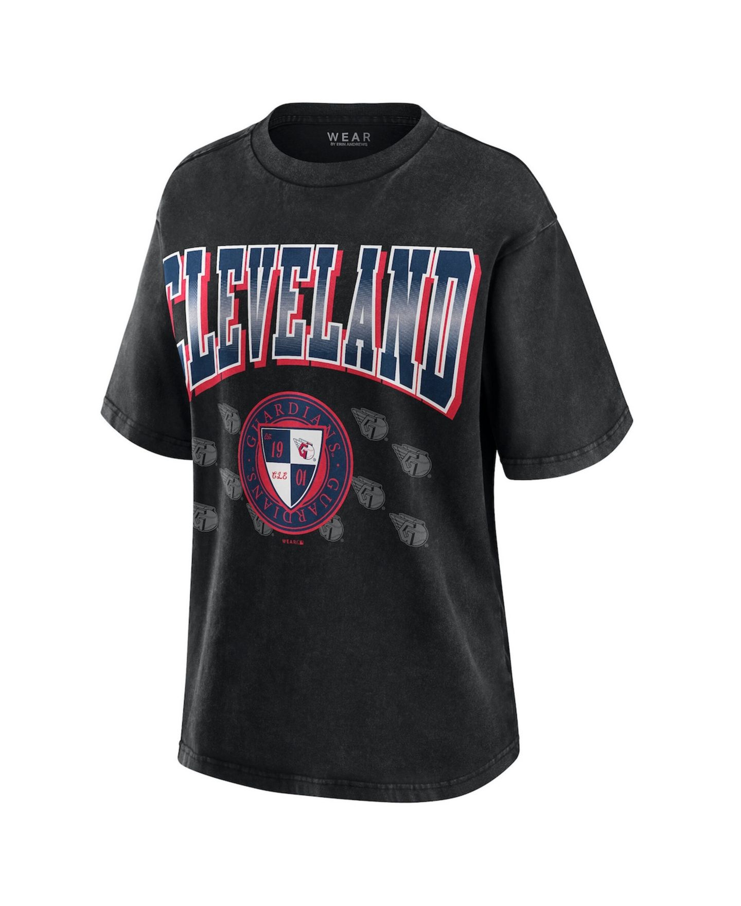 Женская футболка WEAR by Erin Andrews Black Cleveland Guardians Oversized Boyfriend — фото 2