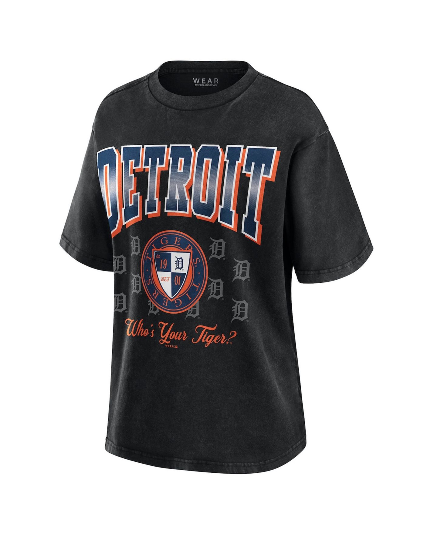 Женская футболка WEAR by Erin Andrews Black Detroit Tigers Oversized Boyfriend — фото 2