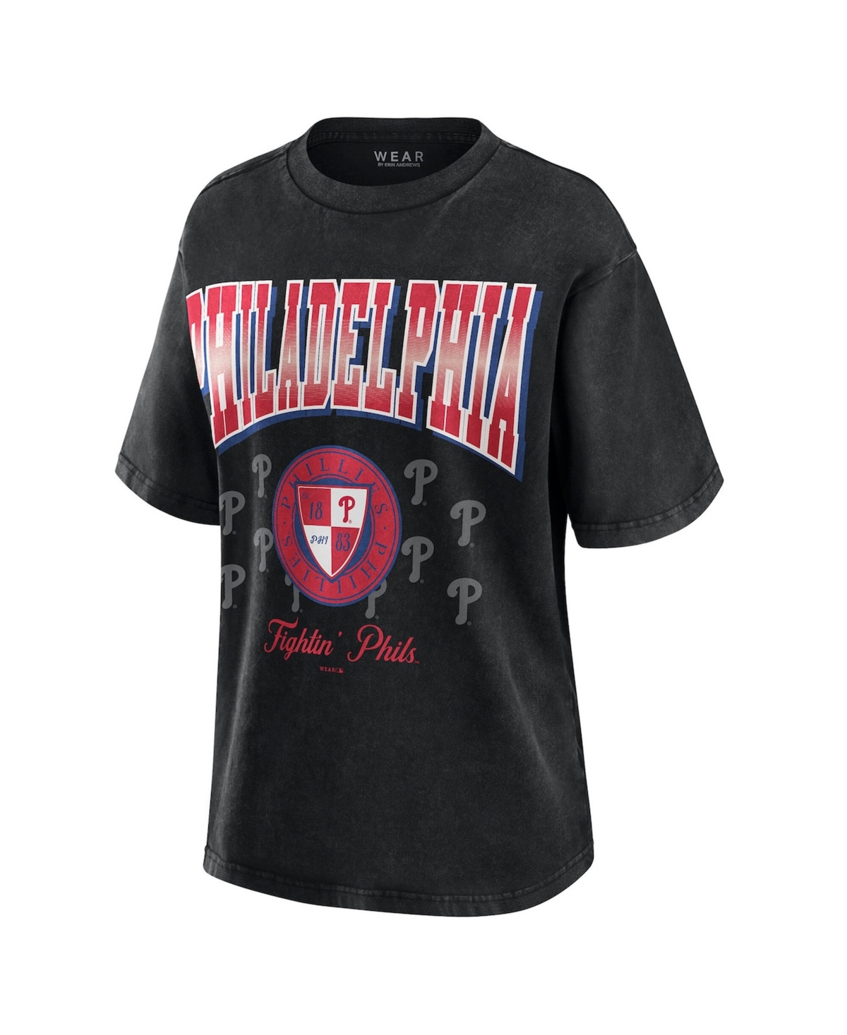 Wear by Erin Andrews Women's Black Philadelphia Phillies Oversized Boyfriend T-Shirt