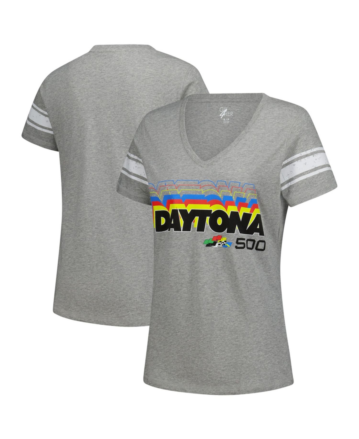 Women's Heather Gray NASCAR Daytona 500 First Pick V-Neck T-Shirt