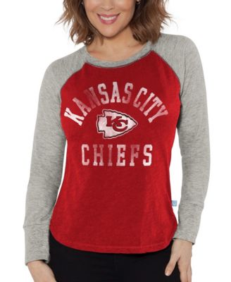 Women's Red/Heather Gray Kansas City Chiefs Waffle Knit Raglan Long Sleeve T-Shirt