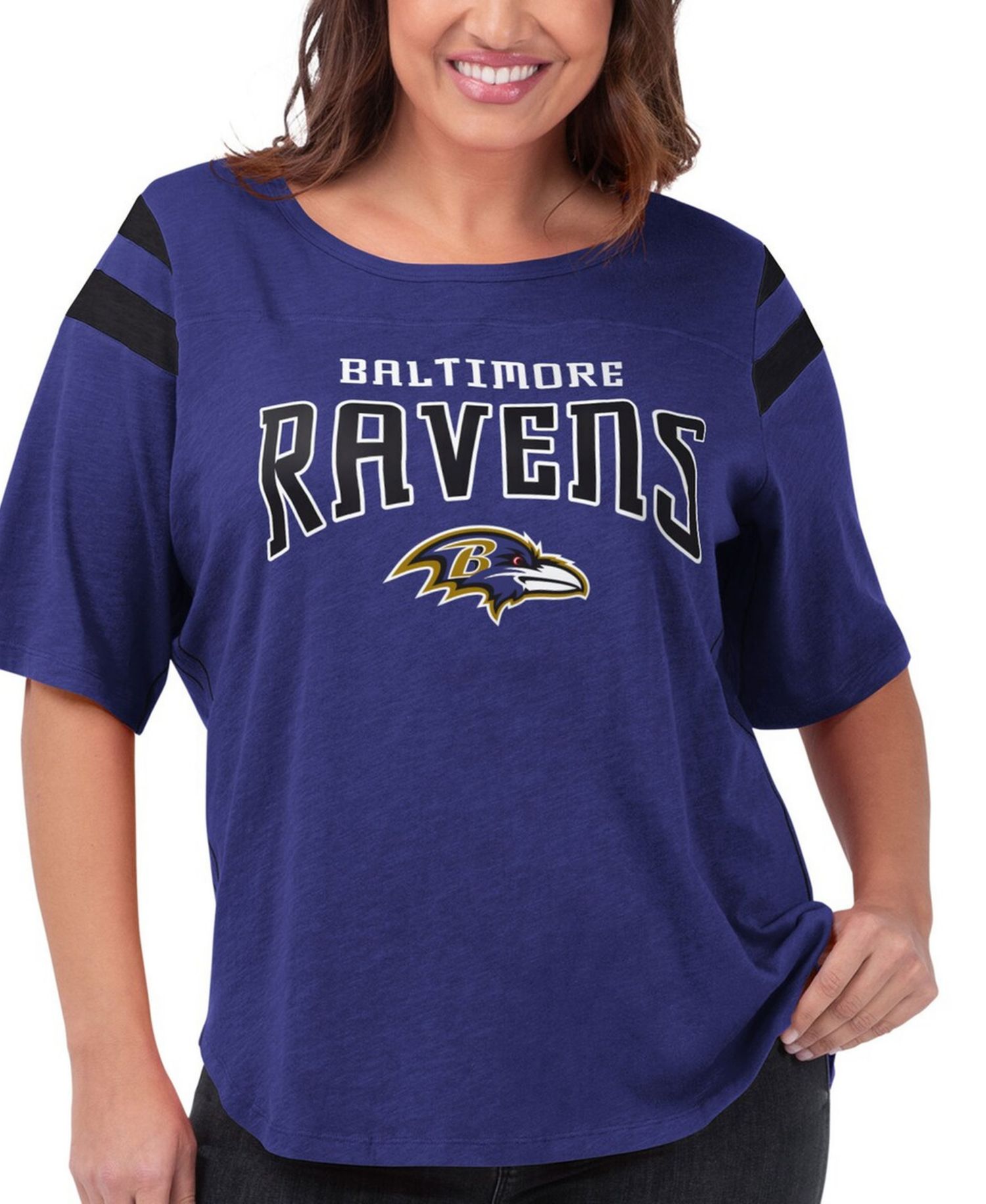 Women's Purple Baltimore Ravens Plus Size Linebacker T-Shirt