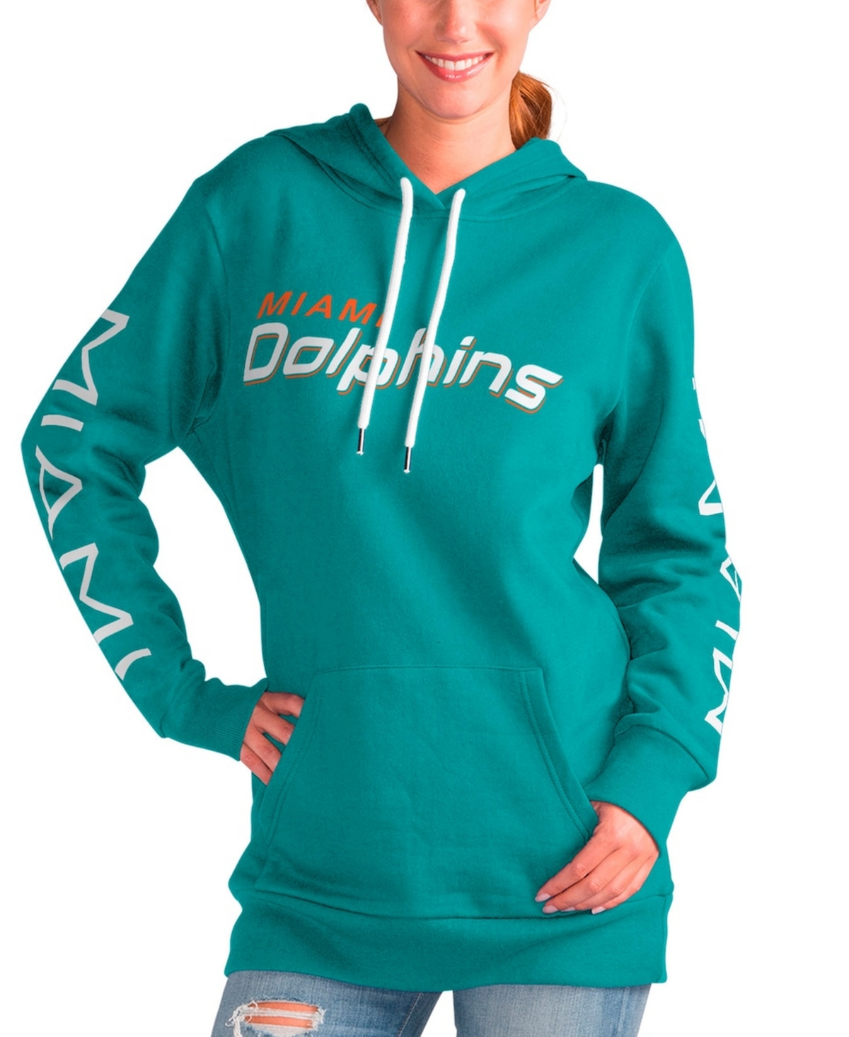 G-iii 4Her by Carl Banks Women's Aqua Miami Dolphins Extra Inning Pullover Hoodie