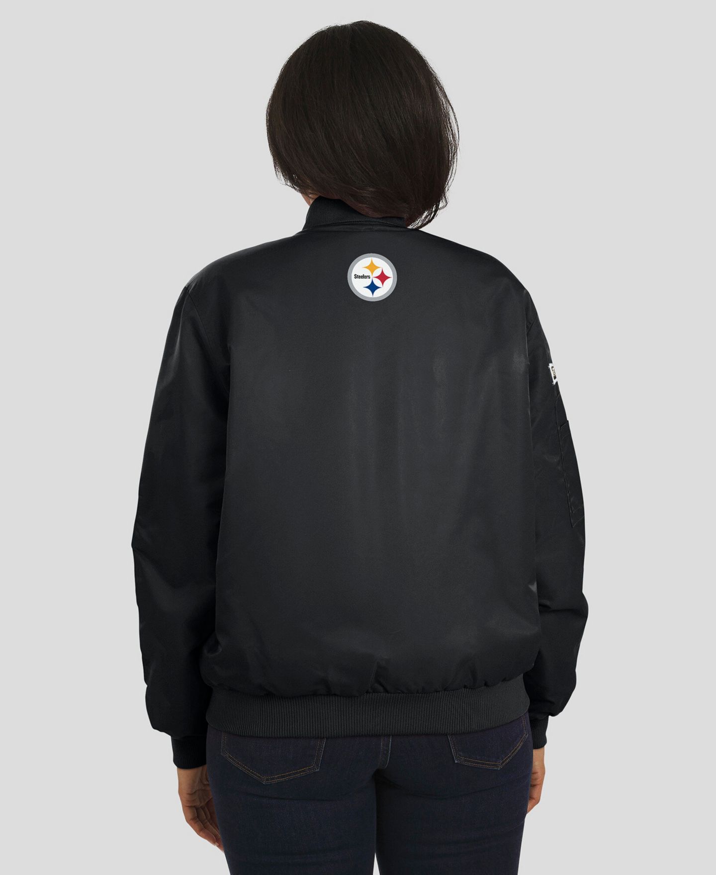 Женская куртка WEAR by Erin Andrews Black Pittsburgh Steelers Patch Full-Zip Bomber — фото 5