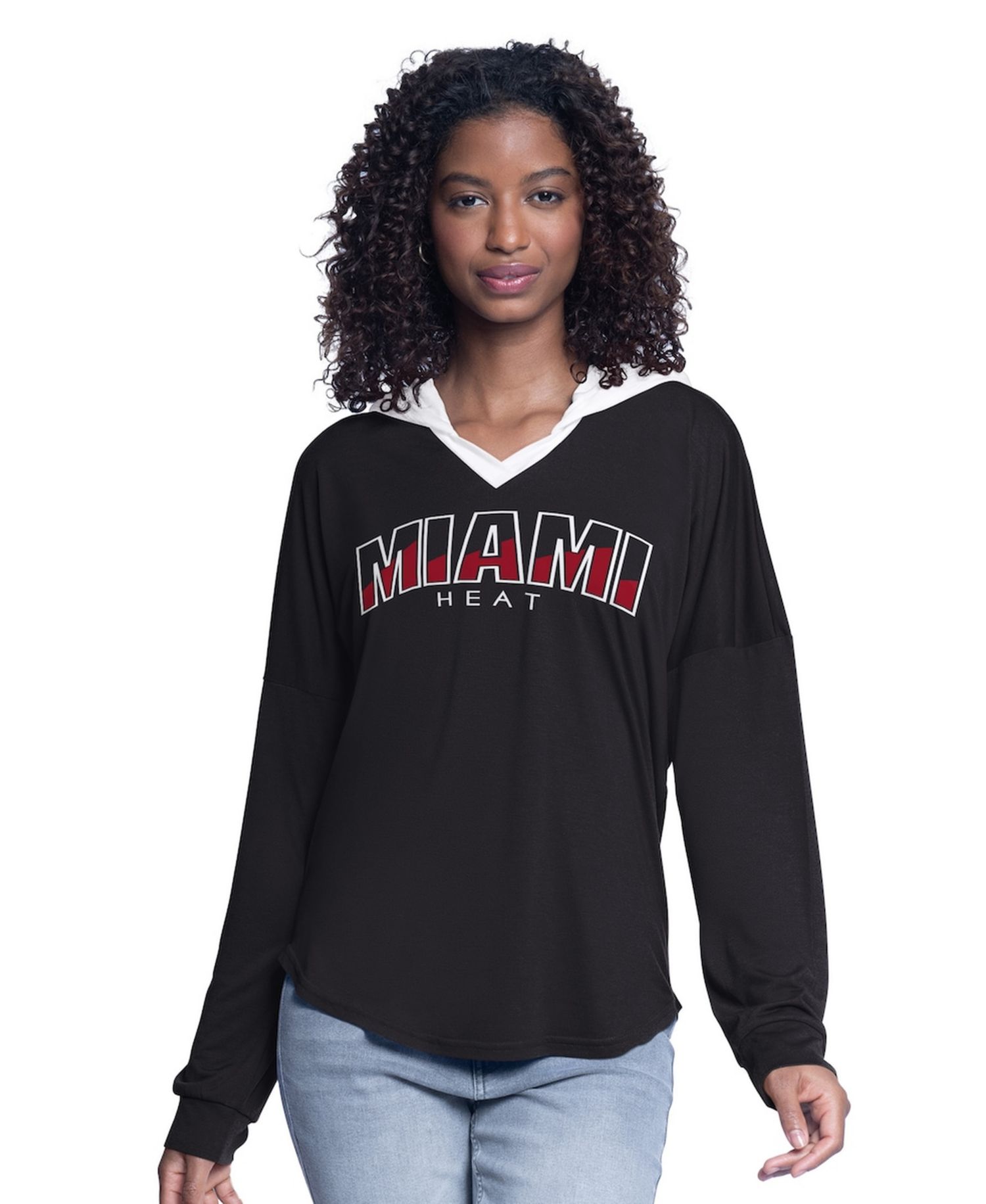 Women's Black Miami Heat Bench Player Oversized Long Sleeve Hoodie