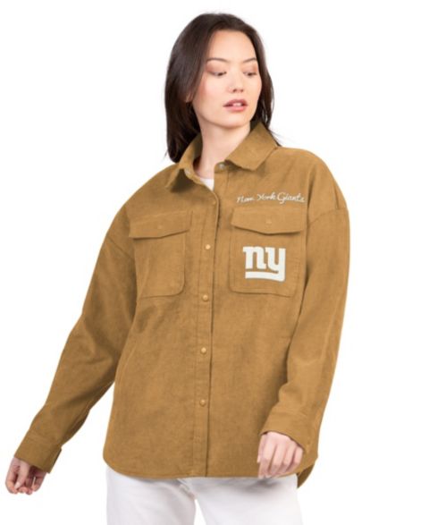 Женские куртки G-III 4Her by Carl Banks Women's Brown New York Giants Re-Match Corduroy Full-Snap Shacket