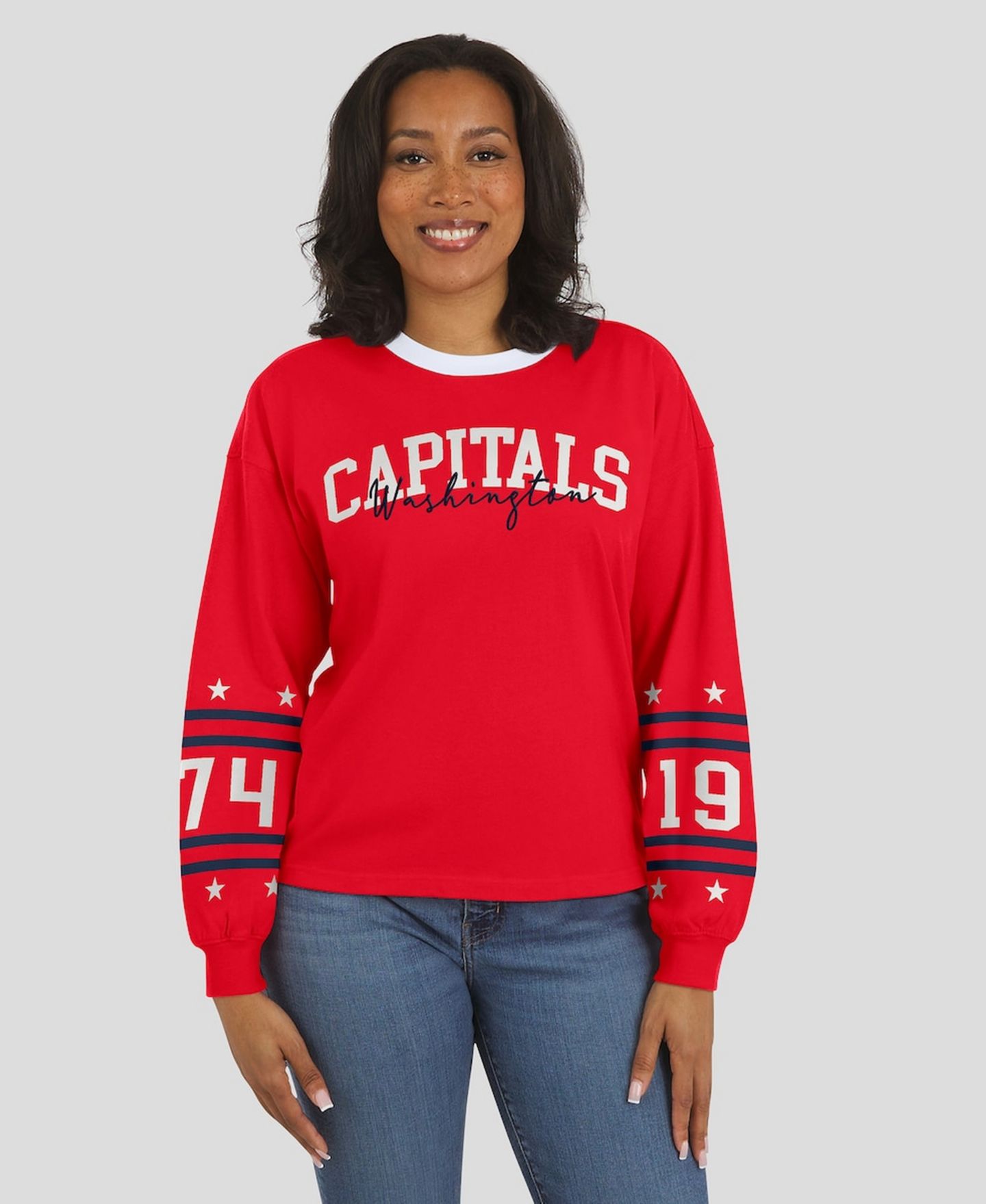 Женская футболка WEAR by Erin Andrews Red Washington Capitals Long-Sleeve Sport — фото 4