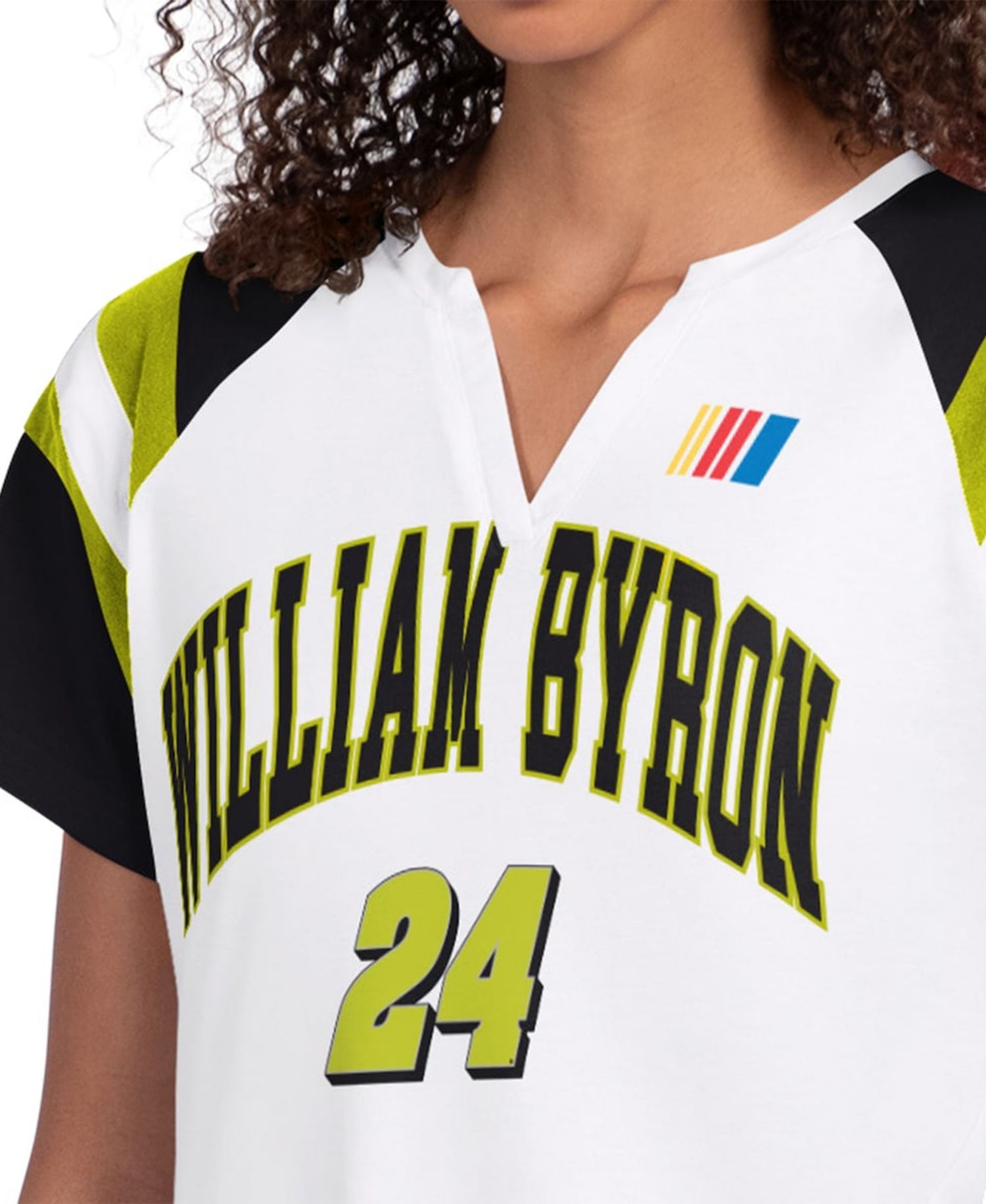 Women's White William Byron Game On Raglan Notch Neck T-Shirt