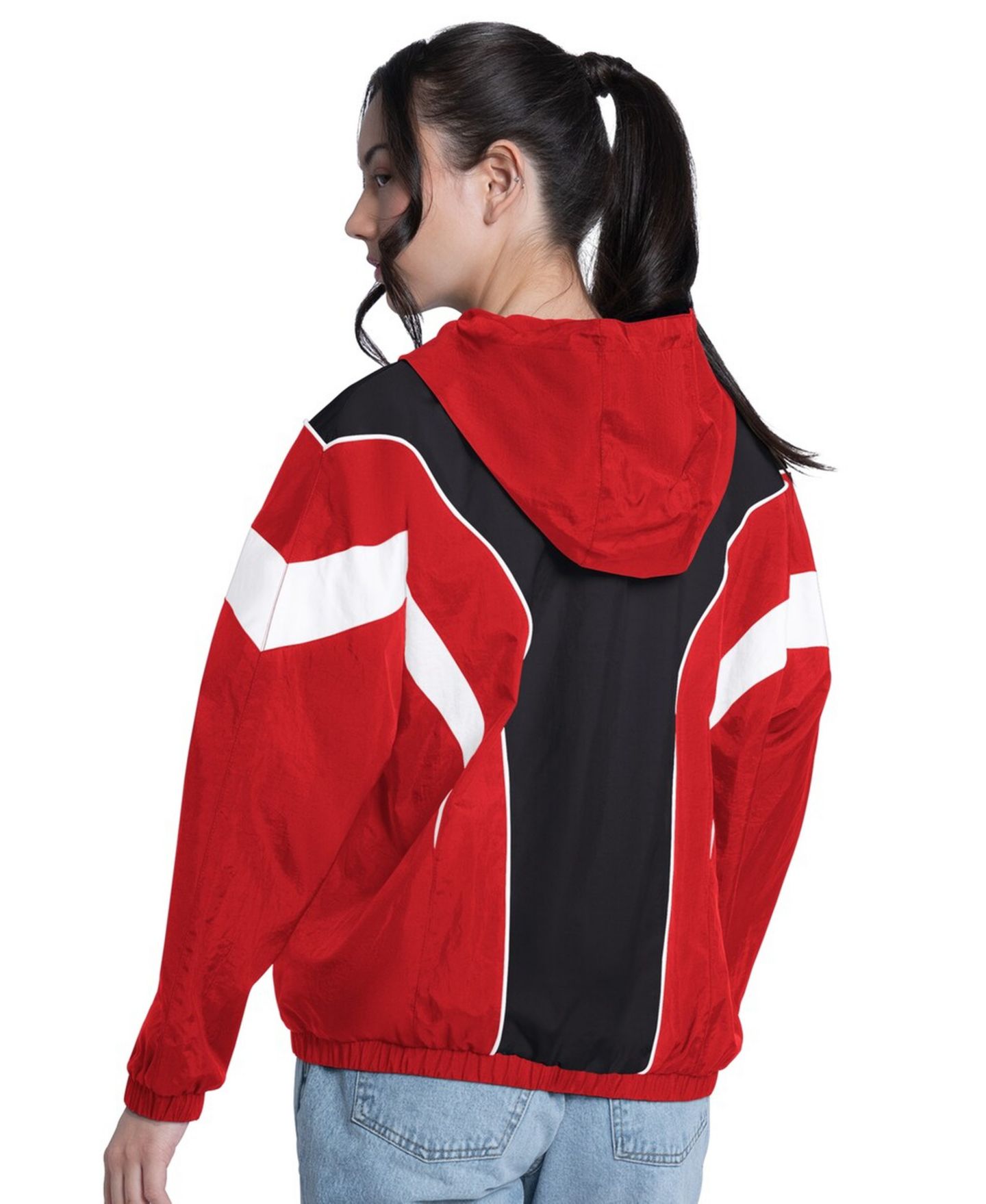 Женская куртка G-III 4Her by Carl Banks Red/Black Chicago Bulls Quarterback Lightweight Oversized Full-Zip — фото 2