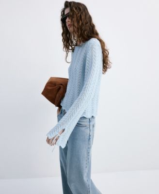 Women's Slit Sleeves Open-Knit Sweater