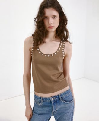 Women's Decorative Buttons Sleeveless Top