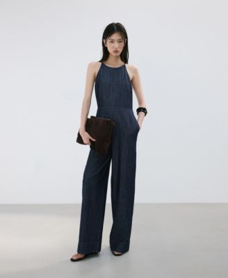 Women's Denim Halter-Neck Jumpsuit